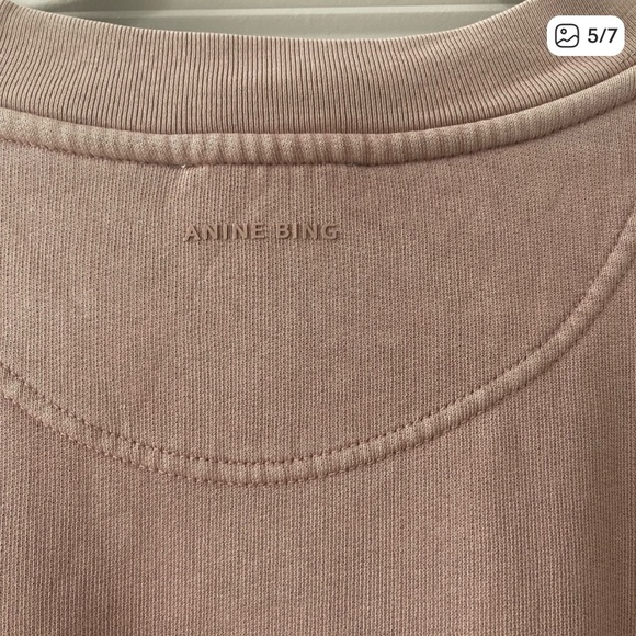 Anine Bing Satin Letter Crewneck Sweatshirt with Relaxed Oversized Fit - Picture 8 of 10